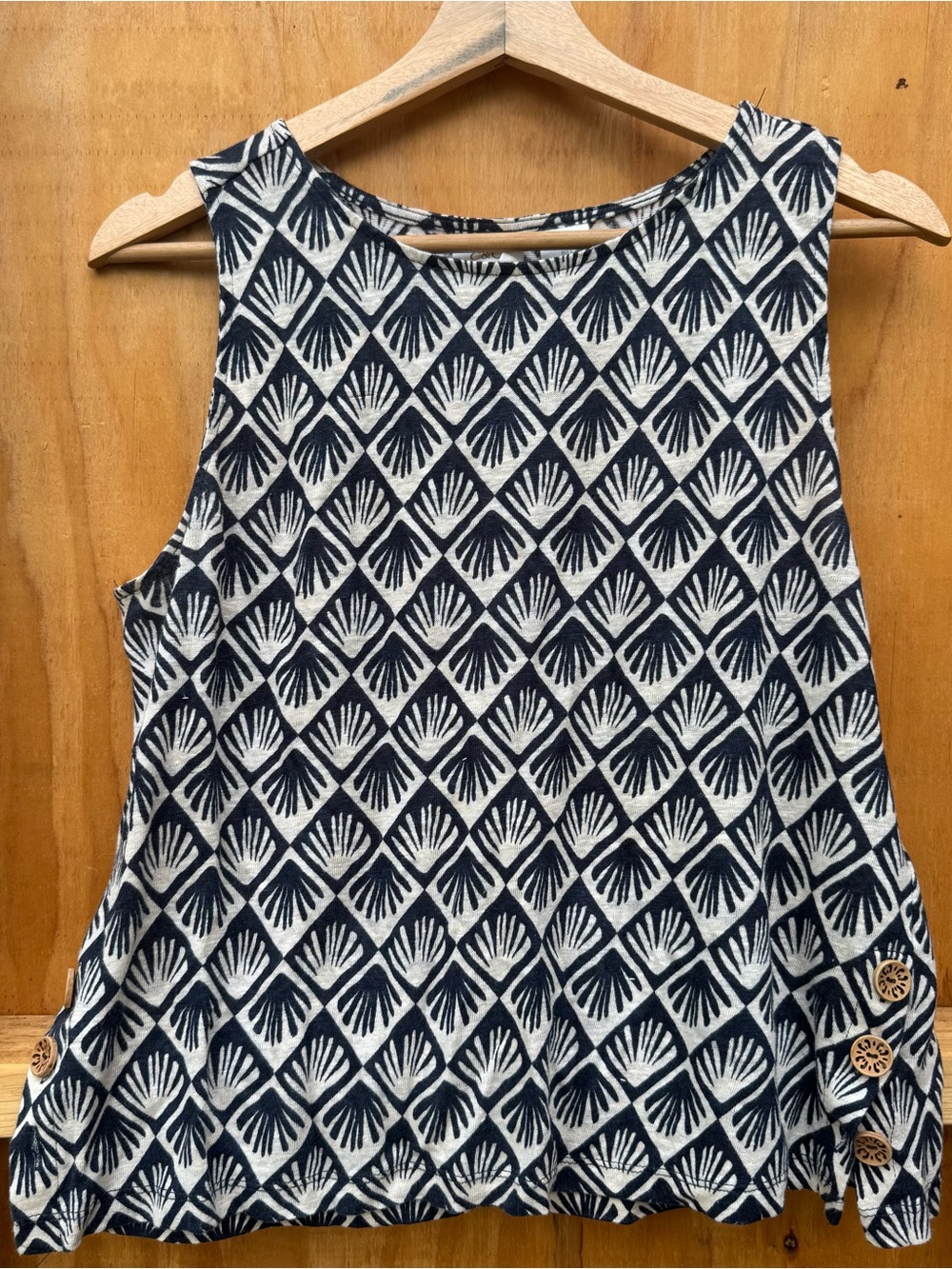 C&C California 100% Linen 2-Piece Set | Black & Cream Geometric Shell Print | Si